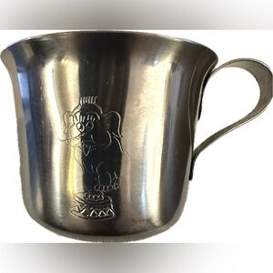 Denmark Elephant Engraved Etched Silver Child Cup Mug 18/8 Stainless Steel RARE